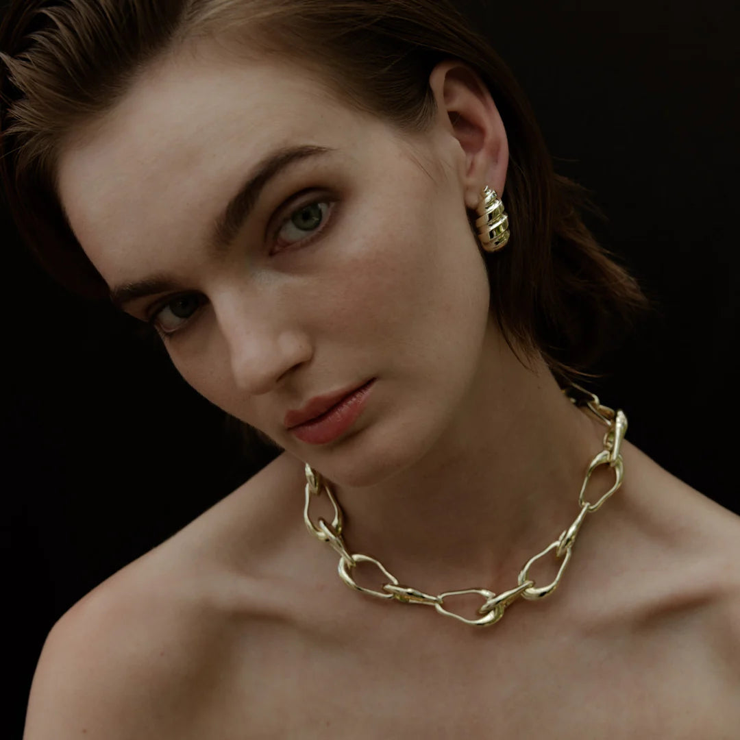 DROPLET STATEMENT EARRINGS - GOLD - F AND H JEWELLERY