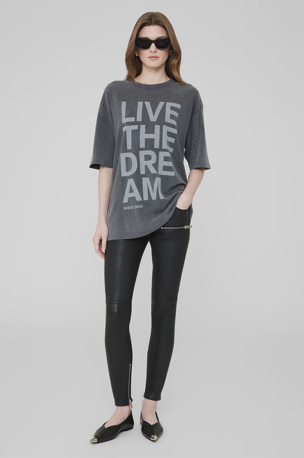CASON TEE LIVE THE DREAM - WASHED BLACK - ANINE BING
