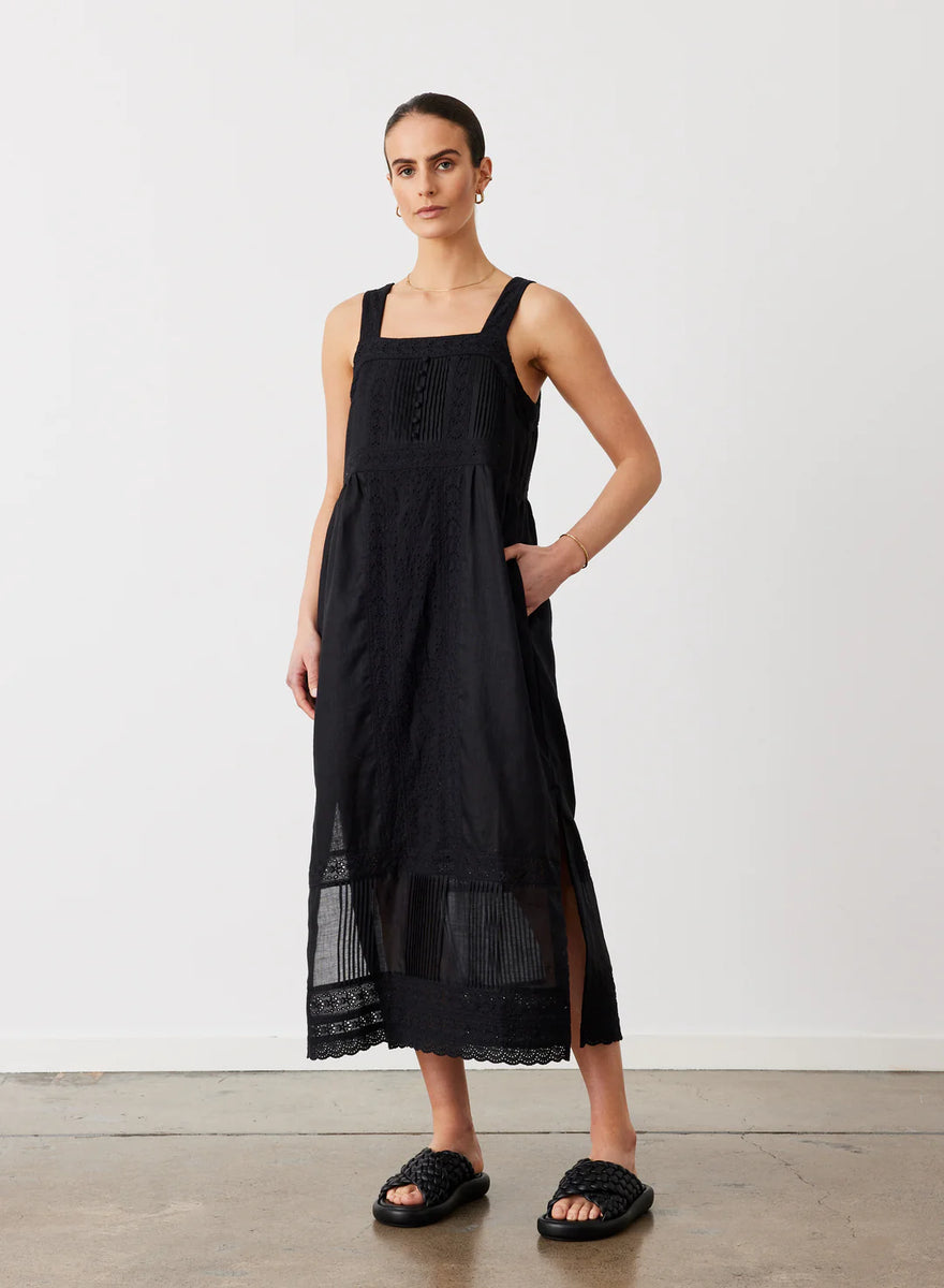 Léa Ramie Linen Slip Dress Black