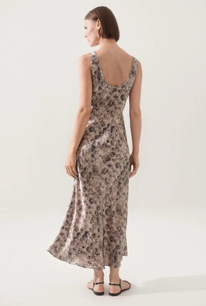 SCOOP NECK DRESS  - ASTER FLORAL - SILK LAUNDRY