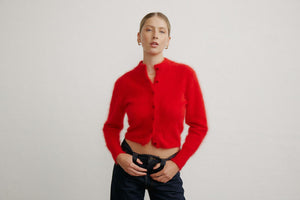 BELLA BUTTON UP CARDIGAN - FLAME - WORLD OF NOMADS