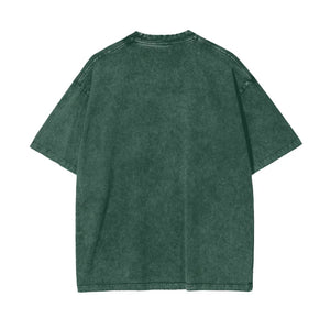 CHERRY BABY ACID WASH OVERSIZE TEE - DARK GREEN - MAKU