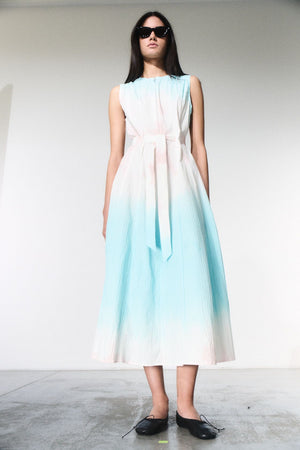 SLEEVELESS ZIPPER DRESS LONG - ICE BLUE / ICE PINK - LUUDA