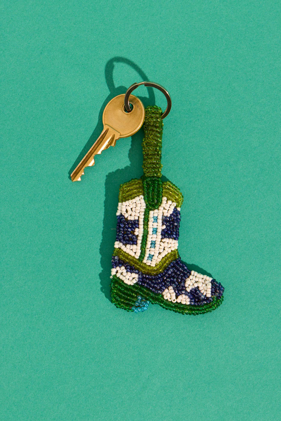 BEADED MINI KEYRING - COWBOY BOOT BLUE - THE JACKSONS