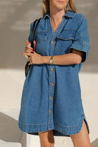 SAMMY RELAXED SHIRT DRESS - FRESH INDIGO - CERES LIFE