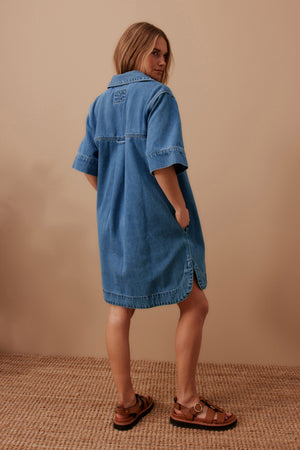 SAMMY RELAXED SHIRT DRESS - FRESH INDIGO - CERES LIFE