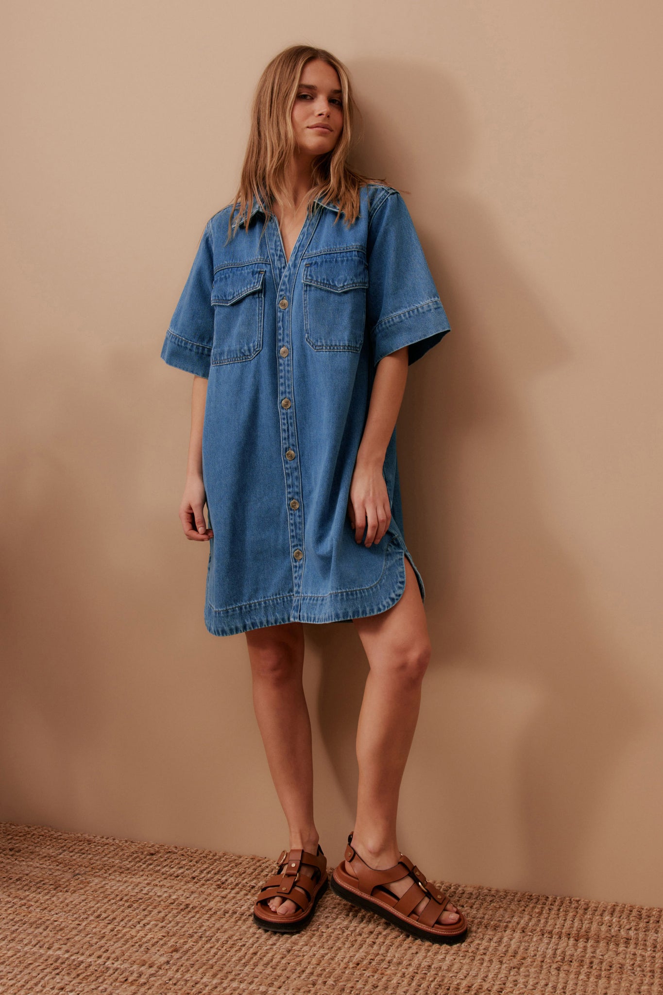 SAMMY RELAXED SHIRT DRESS - FRESH INDIGO - CERES LIFE