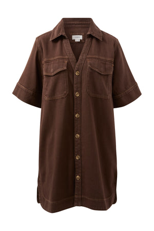 SAMMY RELAXED SHIRT DRESS - CHOCOLATE - CERES LIFE