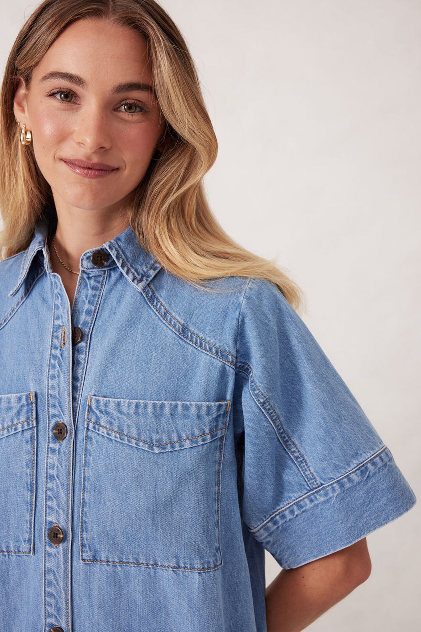 AVA SHORT SLEEVE MIDI DRESS - VINTAGE BLUE - CERES LIFE