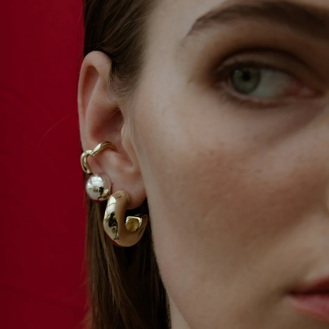 HAMMERED CHUBBY HOOPS - GOLD - F AND H JEWELLERY