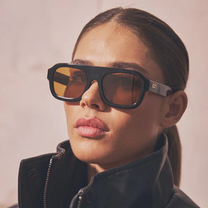 SHADE 004 X ROZALIA RUSSIAN  - BLACK / BROWN LENS - SODA SHADES