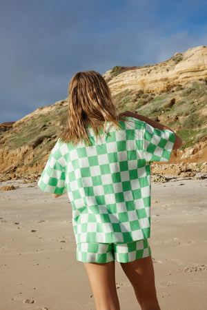 THE RAF KNIT AND SHORT SET - EVERGREEN/ANTIQUE CHECK - ASTON STUDIO