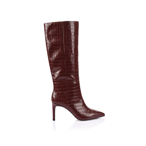 HUW BOOT - WINE CROC-EMBOSSED LEATHER - LANA WILKINSON