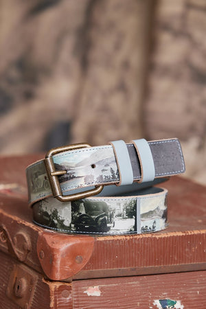 CIRCULAR BRASS BUCKLE BELT - CAR CAMO - M.A DAINTY