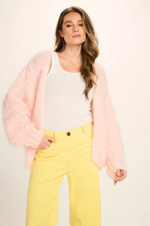 CHARLOTTE MOHAIR CARDIGAN - PASTEL PINK LOVE GRAFITTI - LES TRICOTS D'O