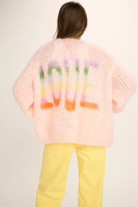 CHARLOTTE MOHAIR CARDIGAN - PASTEL PINK LOVE GRAFITTI - LES TRICOTS D'O