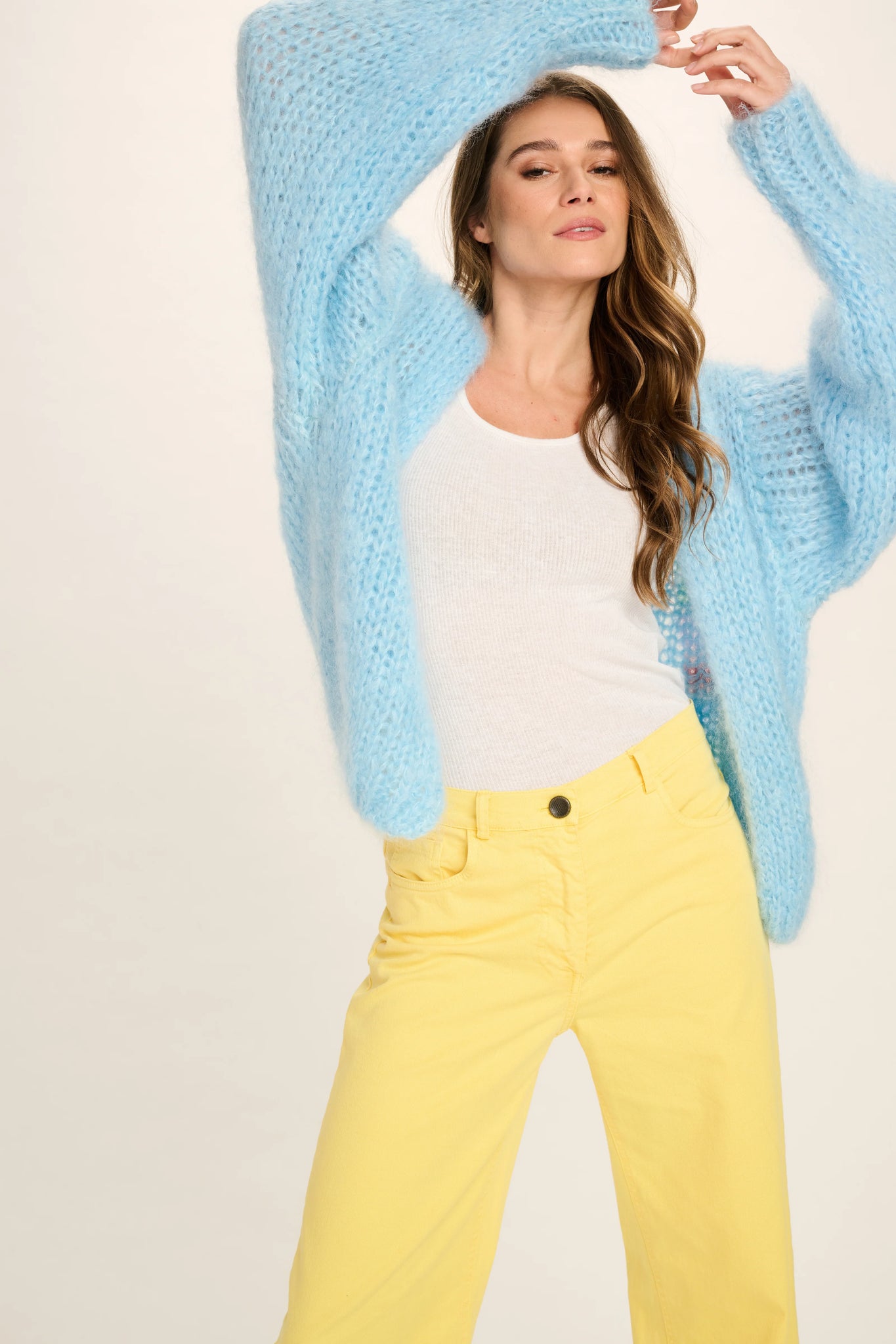 CHARLOTTE MOHAIR CARDIGAN - SKY BLUE LOVE GRAFITTI - LES TRICOTS D'O