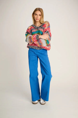 LAURIANNE PULLOVER V-NECK - MULTI COLOUR - LES TRICOTS D'O