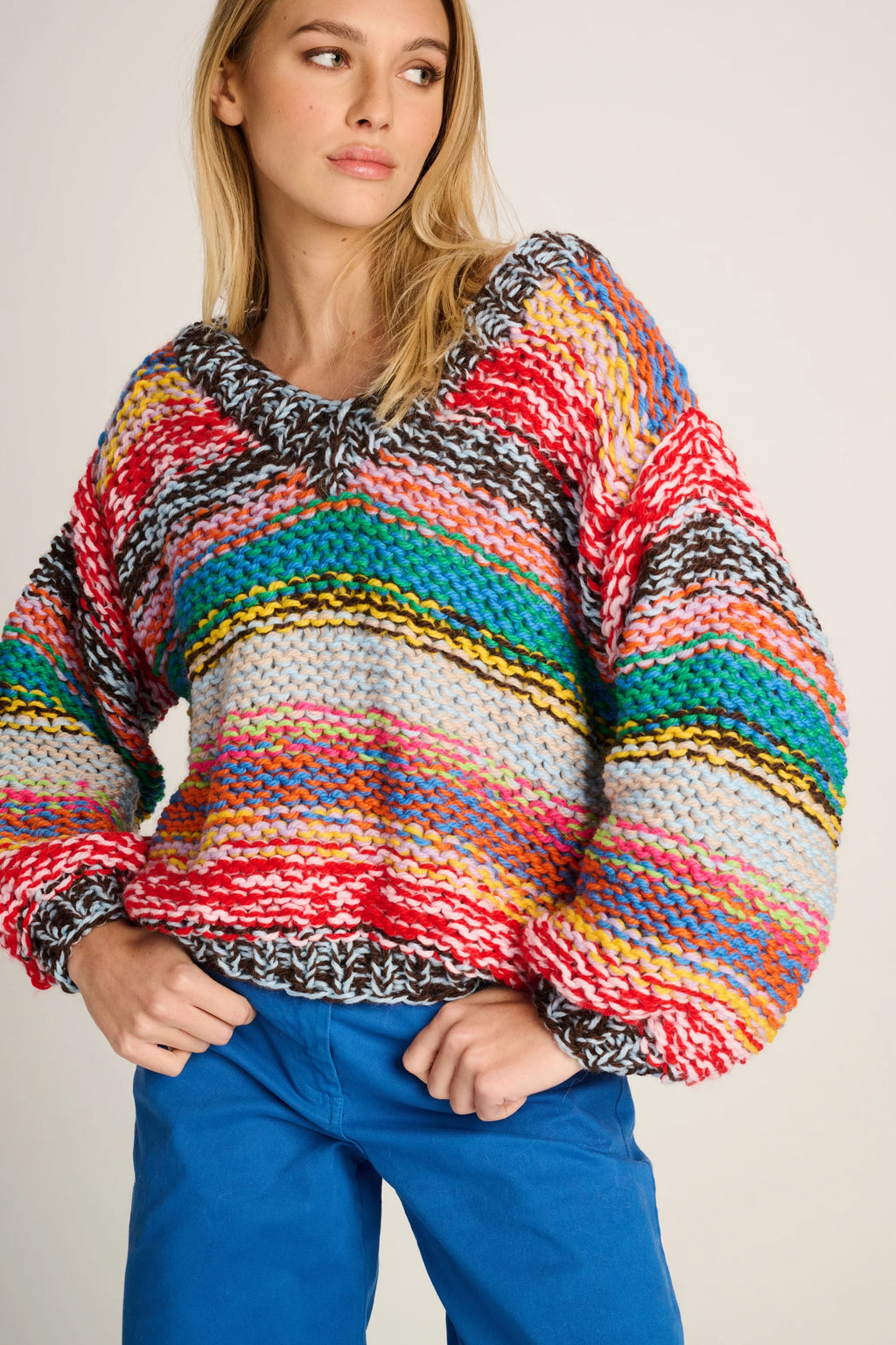LAURIANNE PULLOVER V-NECK - MULTI COLOUR - LES TRICOTS D'O