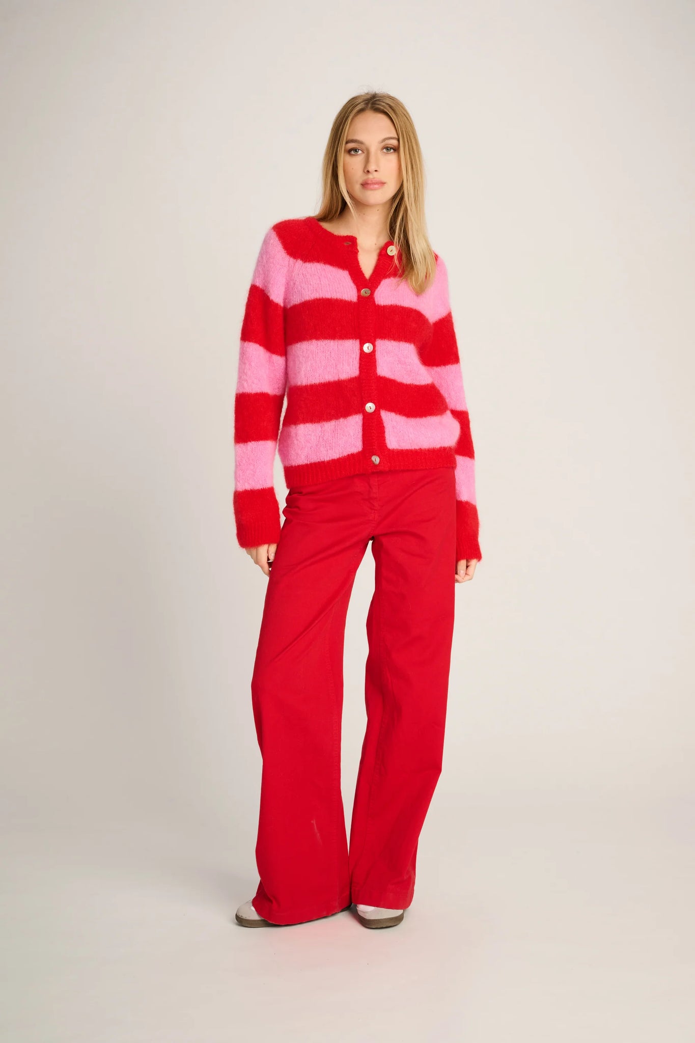 ALICE CARDIGAN STRIPED - CANDY PINK / RED - LES TRICOTS D'O