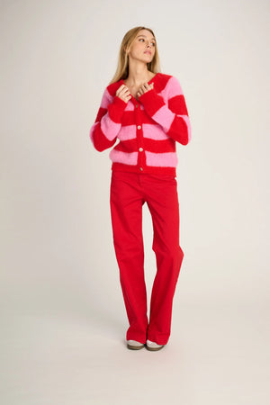 ALICE CARDIGAN STRIPED - CANDY PINK / RED - LES TRICOTS D'O