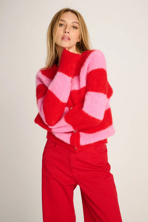 ALICE CARDIGAN STRIPED - CANDY PINK / RED - LES TRICOTS D'O