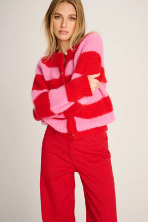 ALICE CARDIGAN STRIPED - CANDY PINK / RED - LES TRICOTS D'O