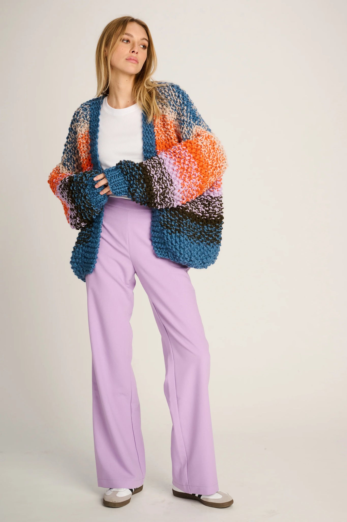RACHEL CARDIGAN RICE DEGRADE - ORANGE / LILAC / BROWN / BLUE - LES TRICOTS D'O