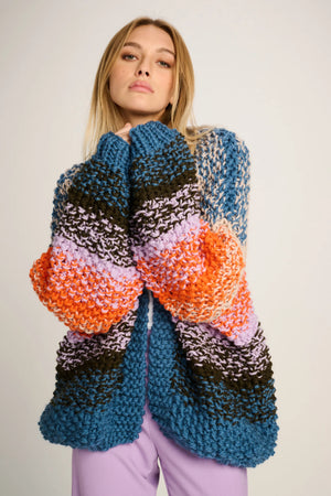 RACHEL CARDIGAN RICE DEGRADE - ORANGE / LILAC / BROWN / BLUE - LES TRICOTS D'O