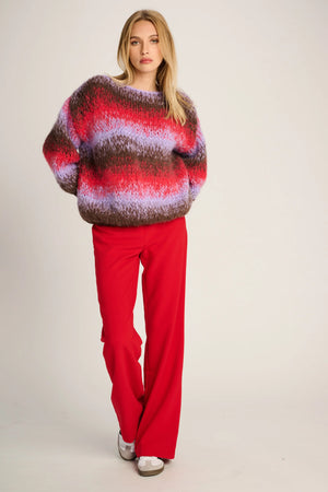 OLIVIA PULLOVER ROUND NECK DEGRADÉ - BROWN / RED / LILAC - LES TRICOTS D'O