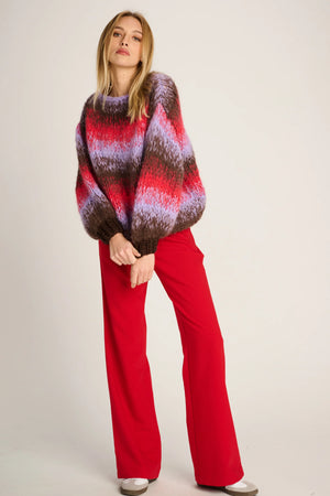 OLIVIA PULLOVER ROUND NECK DEGRADÉ - BROWN / RED / LILAC - LES TRICOTS D'O