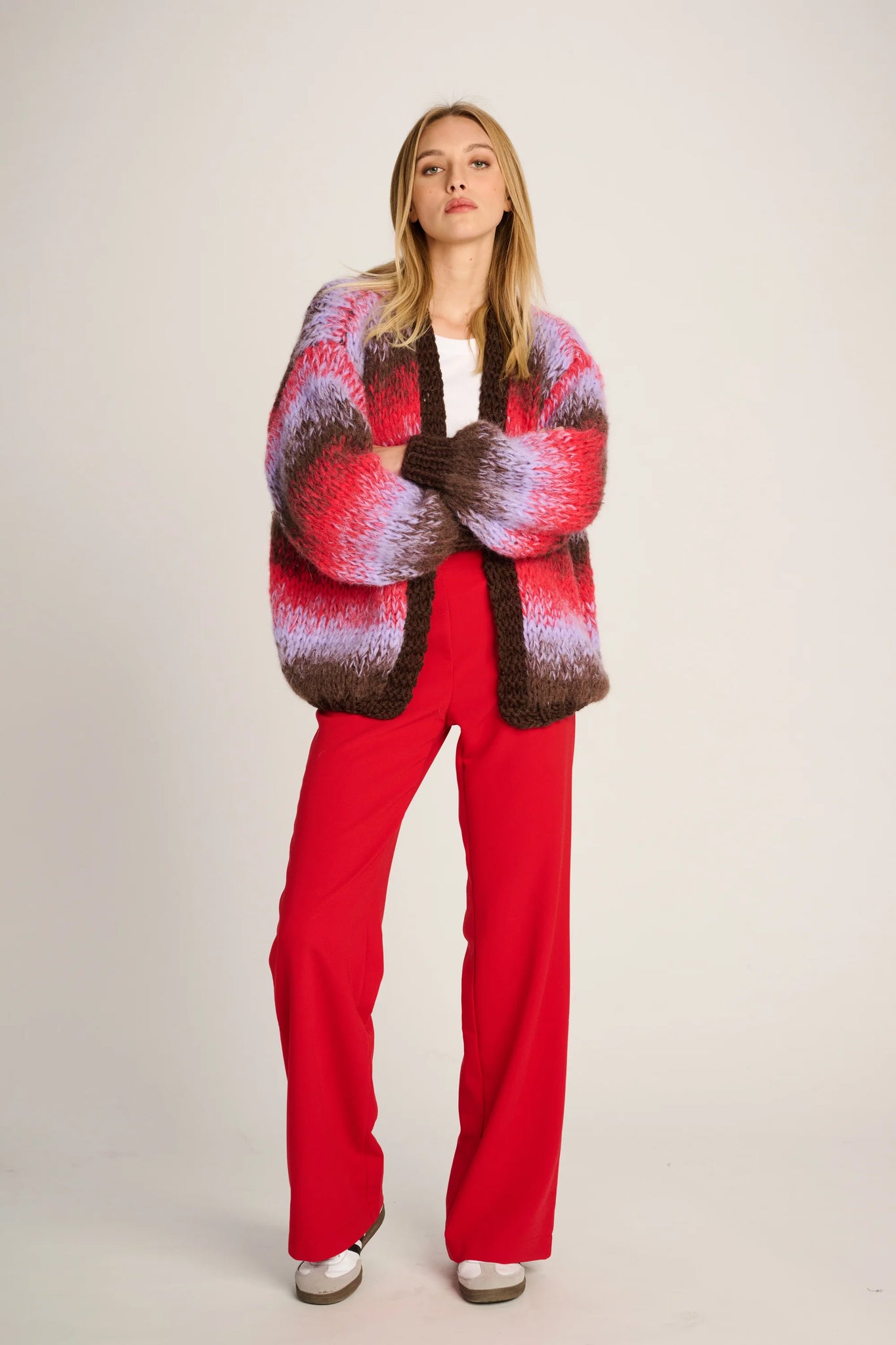 TESS CARDIGAN SHORT DEGRADE - BROWN / RED / LILAC - LES TRICOTS D'O