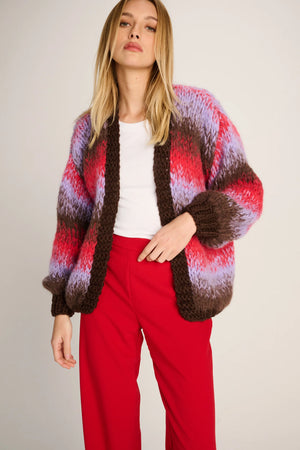 TESS CARDIGAN SHORT DEGRADE - BROWN / RED / LILAC - LES TRICOTS D'O