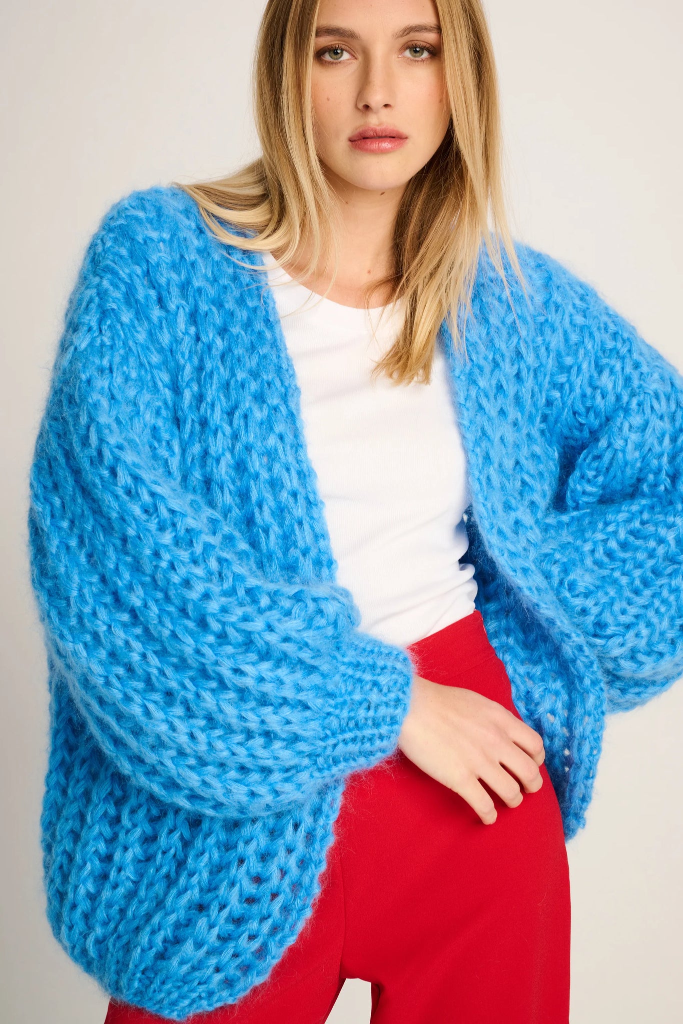 AUDREY RIB CARDIGAN - JEANS BLUE - LES TRICOTS D'O