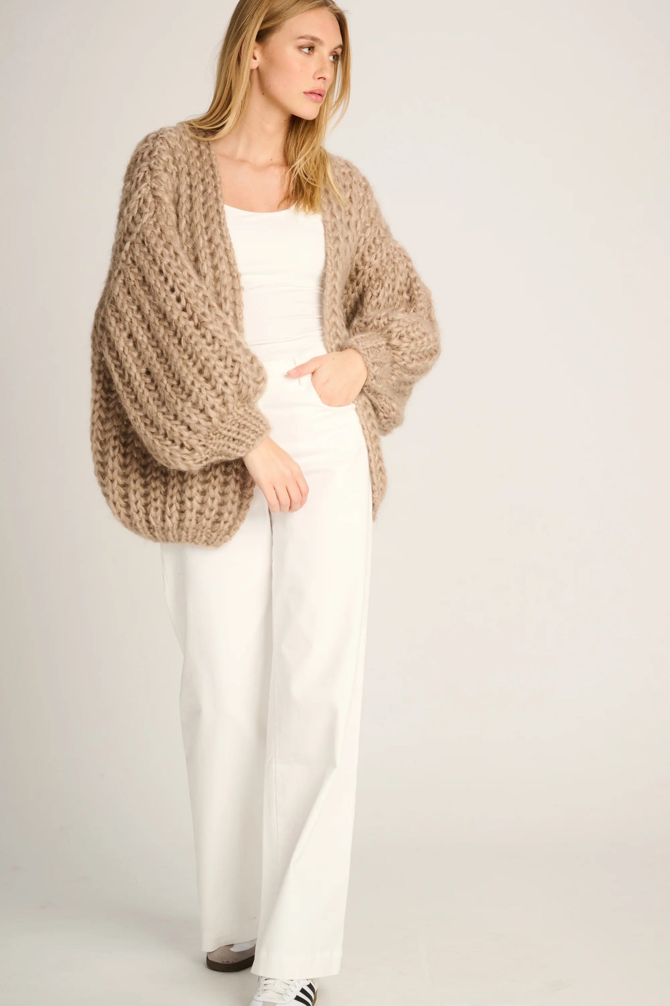 AUDREY RIB CARDIGAN - BEIGE - LES TRICOTS D'O