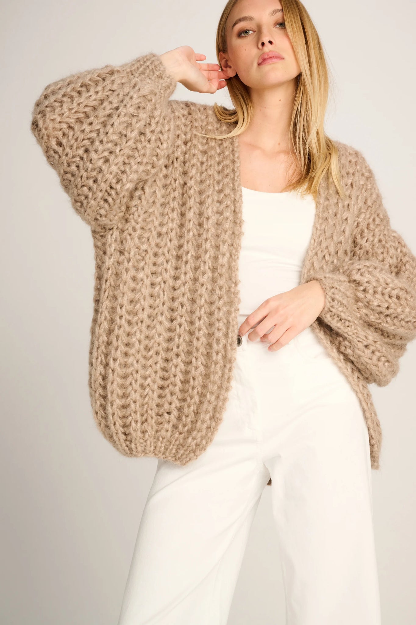 AUDREY RIB CARDIGAN - BEIGE - LES TRICOTS D'O