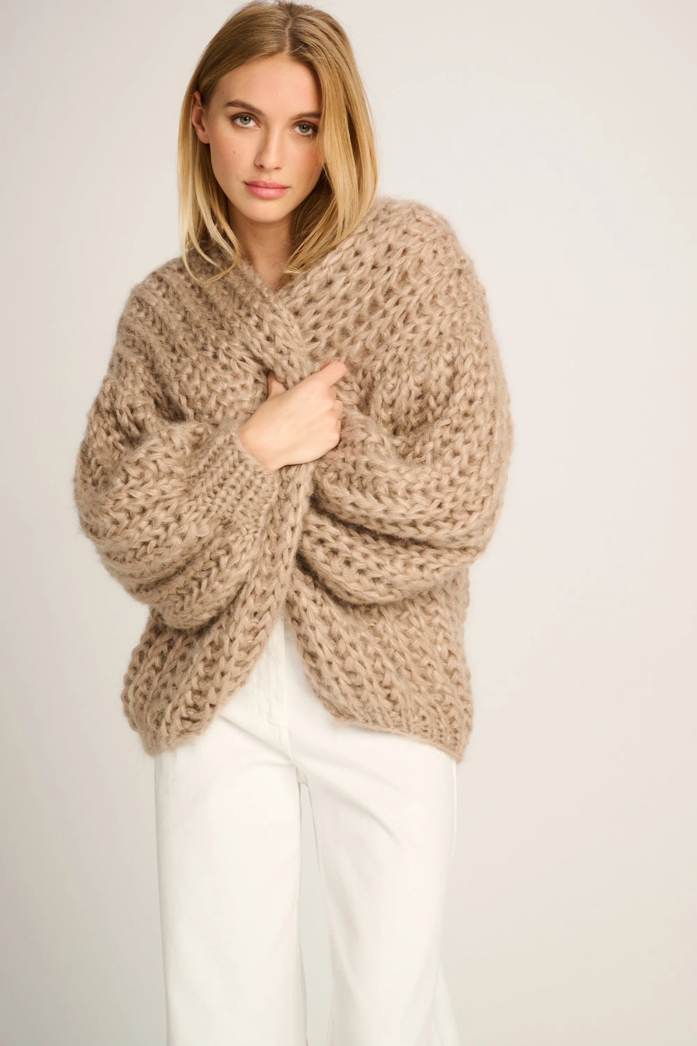 AUDREY RIB CARDIGAN - BEIGE - LES TRICOTS D'O