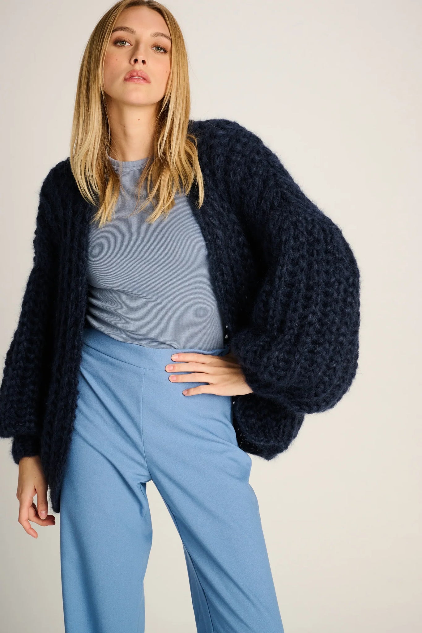 AUDREY RIB CARDIGAN - NAVY - LES TRICOTS D'O
