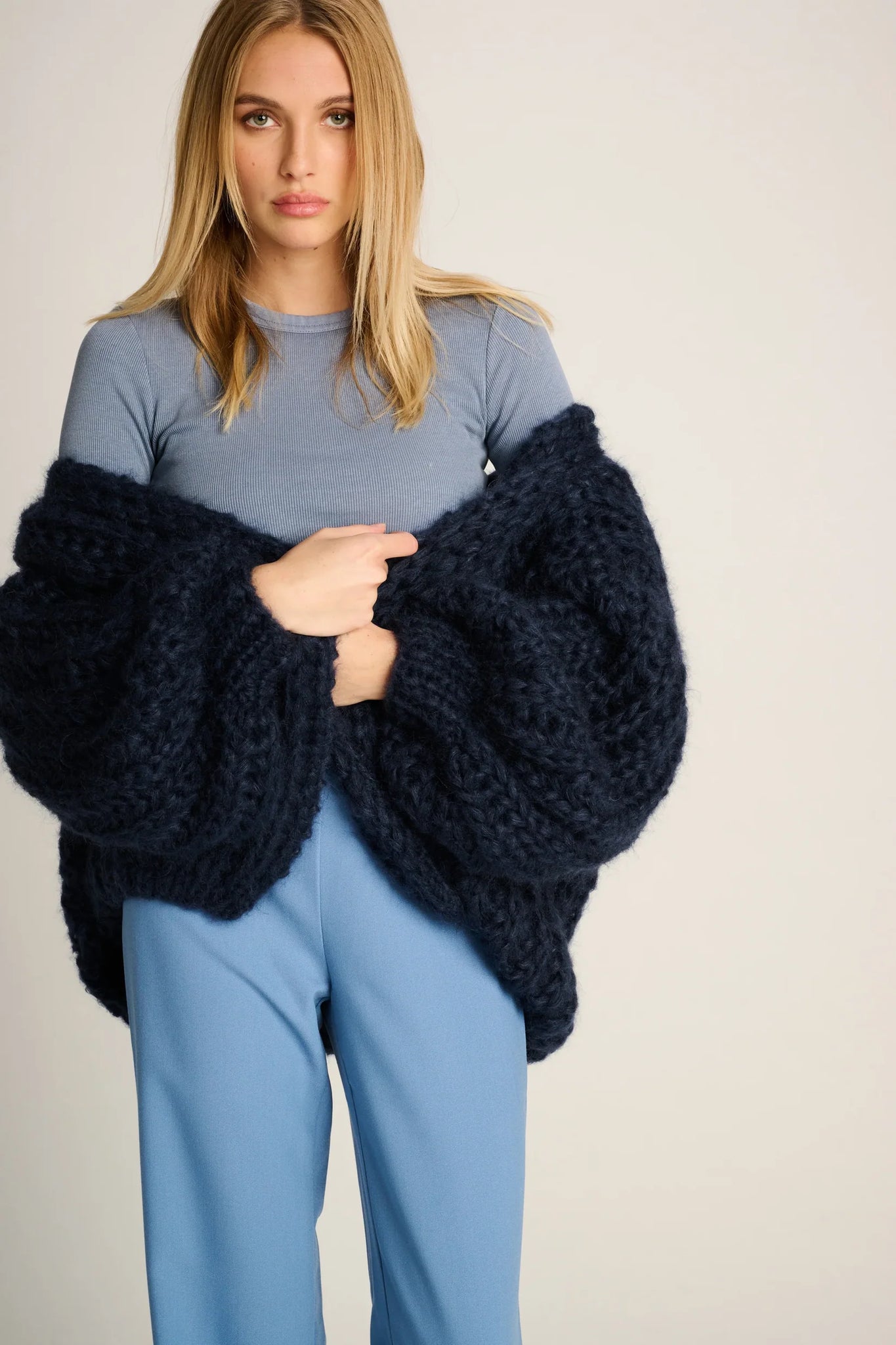 AUDREY RIB CARDIGAN - NAVY - LES TRICOTS D'O