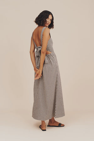 AMELIA SQUARE NECK DRESS - GINGHAM - POSSE