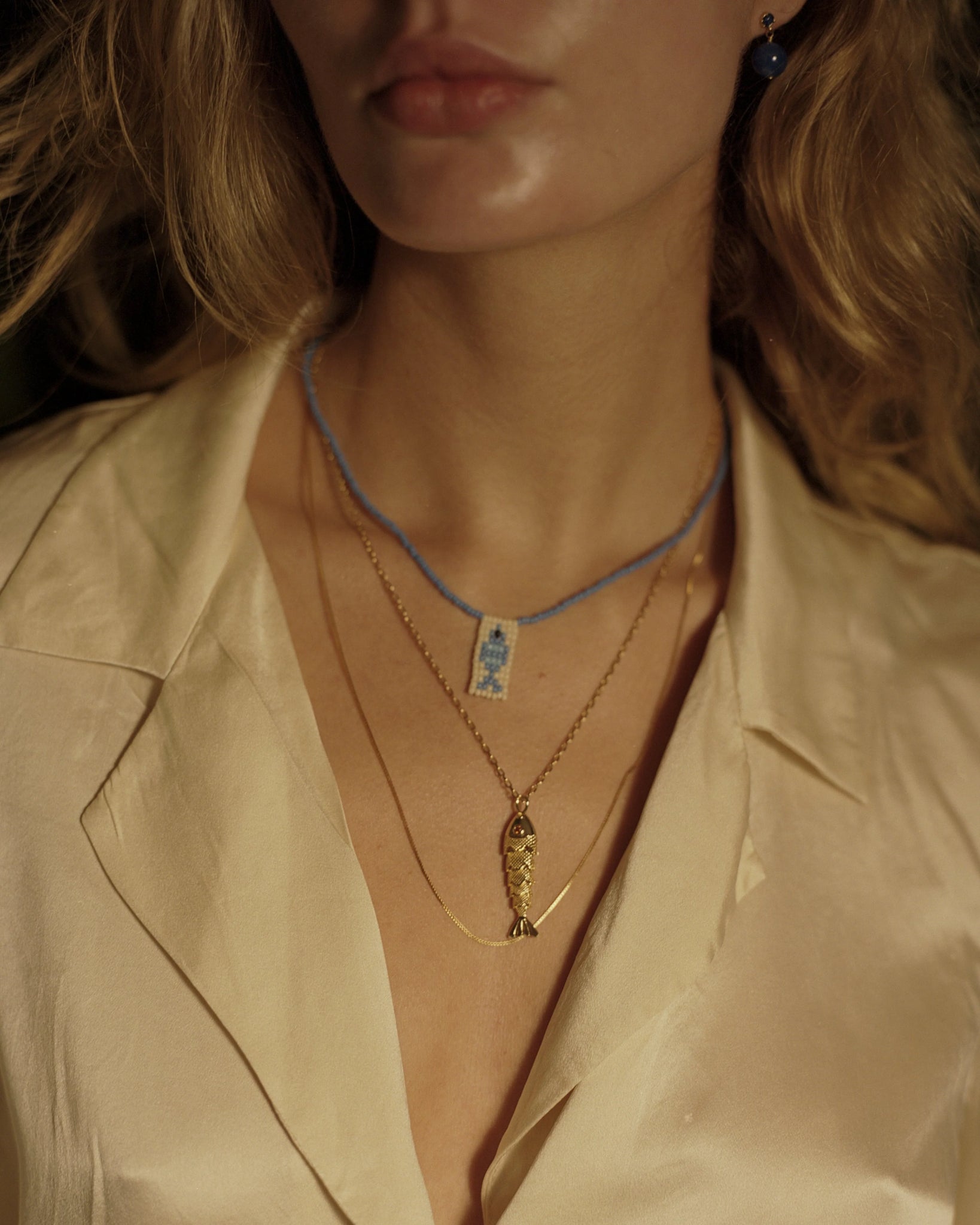 GONE FISHING NECKLACE - PACIFIC BLUE - ANNI LU