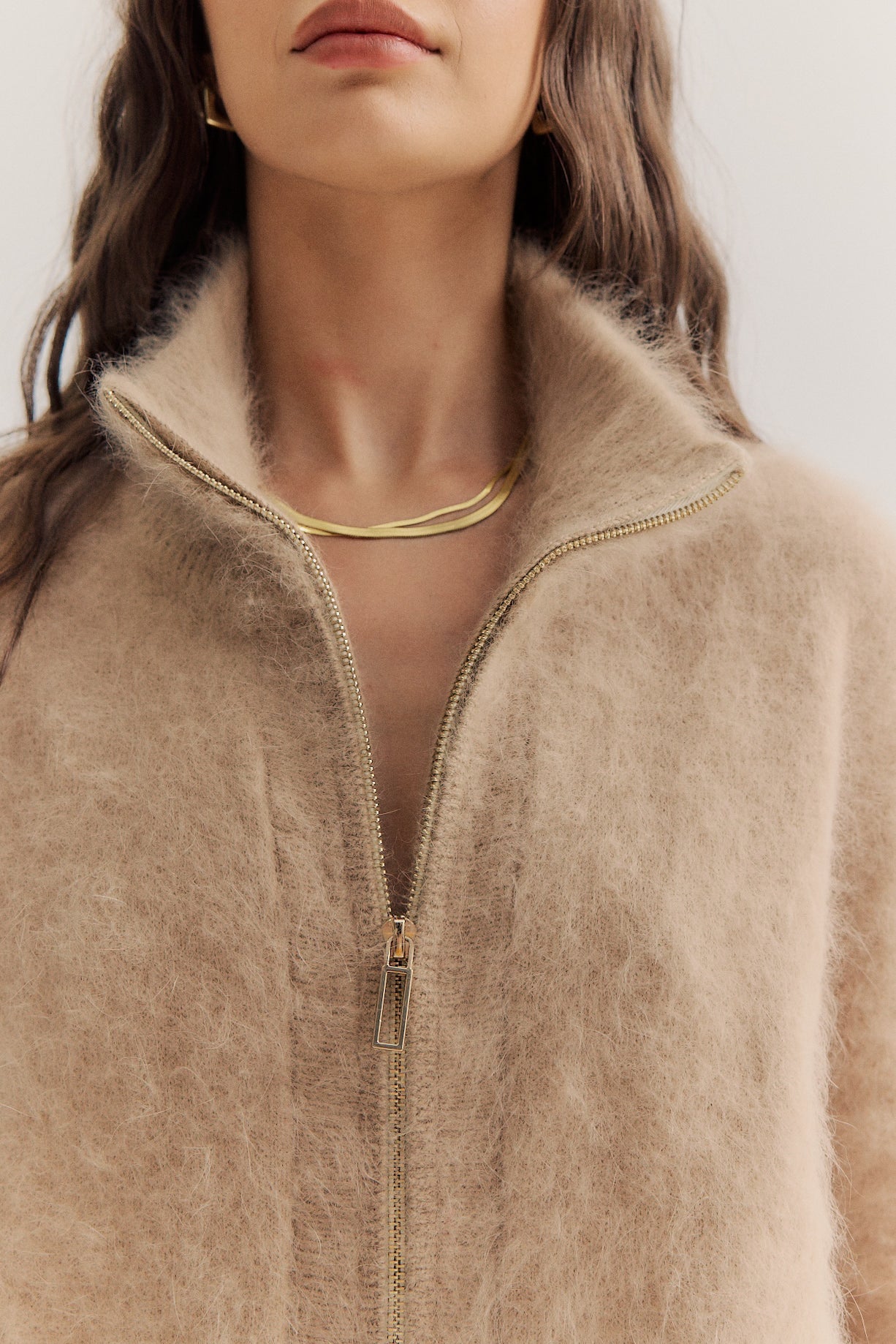 FELIX ZIP CASHMERE CARDIGAN - LATTE - WORLD OF NOMADS