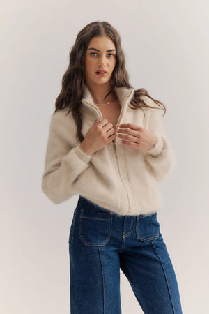 FELIX ZIP CASHMERE CARDIGAN - OATMEAL - WORLD OF NOMADS