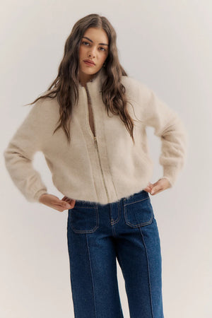 FELIX ZIP CASHMERE CARDIGAN - OATMEAL - WORLD OF NOMADS