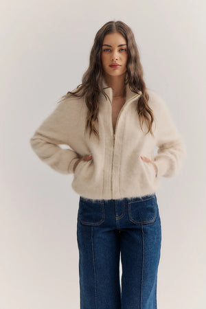 FELIX ZIP CASHMERE CARDIGAN - OATMEAL - WORLD OF NOMADS