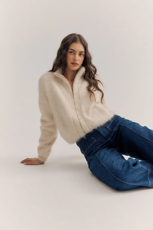 FELIX ZIP CASHMERE CARDIGAN - OATMEAL - WORLD OF NOMADS