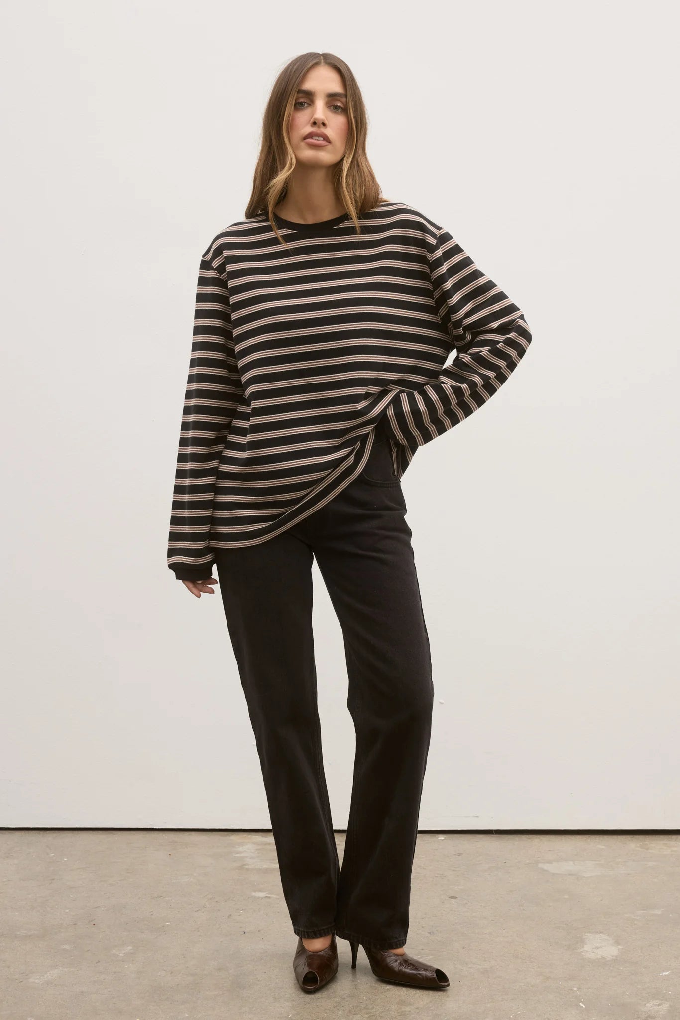 LEE LONG SLEEVE - BROWN STRIPE - BAYSE