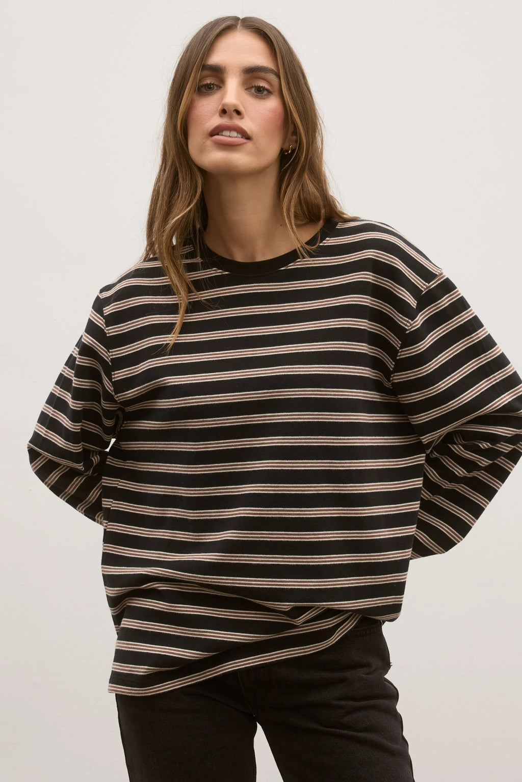 LEE LONG SLEEVE - BROWN STRIPE - BAYSE