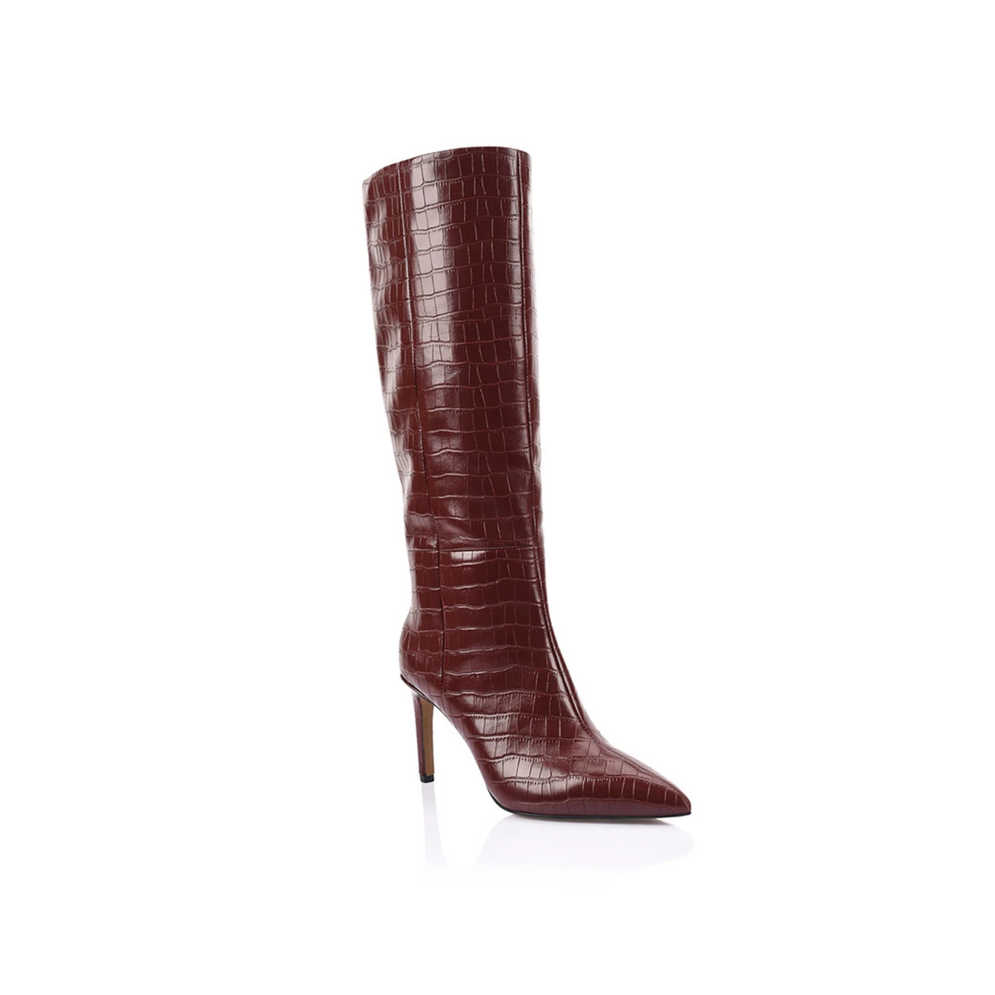 HUW BOOT - WINE CROC-EMBOSSED LEATHER - LANA WILKINSON