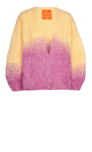 MOHAIR CARDIGAN SHORT - DEGRADE YELLOW / PLUM - LES TRICOTS D'O